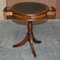 Vintage Light Hardwood & Green Leather Side Table 10