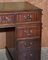 Vintage Green Leather Hardwood Twin Pedestal Desk, Image 6