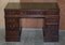 Vintage Green Leather Hardwood Twin Pedestal Desk 3