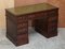 Vintage Green Leather Hardwood Twin Pedestal Desk 2