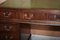 Vintage Green Leather Hardwood Twin Pedestal Desk, Image 8
