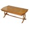 Mesa de centro vintage de madera dura y cuero marrón, Imagen 1
