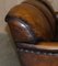 Sofá vintage de cuero marrón teñido a mano, Imagen 18