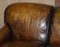 Sofá vintage de cuero marrón teñido a mano, Imagen 11