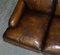 Sofá vintage de cuero marrón teñido a mano, Imagen 8