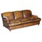 Vintage Hand Dyed Brown Leather Sofa 1