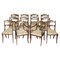 Hardwood & Brass Dining Chairs by John Gee, 1779-1824, Set of 12 1