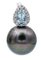 Boucles d'Oreilles Aigue-Marine, Diamant, Perle Grise et Or Blanc 14 Carats, Set de 2 2
