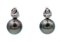 Boucles d'Oreilles Aigue-Marine, Diamant, Perle Grise et Or Blanc 14 Carats, Set de 2 3