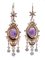 Amethyst, Diamond, Enamel, 9 Karat Rose Gold and Silver Dangle Earrings, Set of 2, Image 3
