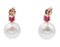 Ruby, Diamond, Baroque Pearl & 14 Karat Rose Gold Stud Earrings, Set of 2 3