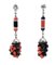 Diamonds, Onyx, Coral & 14 Karat White Gold Dangle Earrings 2