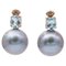 Graue Perlen, Diamanten, Aquamarin & 14 Karat Roségold Perlenohrringe 1