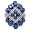 Anello con zaffiri blu, diamanti e oro bianco a 14 carati, Immagine 1