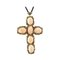 Ciondolo in oro rosa 9 carati e argento a forma di croce retrò con corallo, smeraldi, rubini, Immagine 1