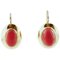 Classic Red Coral and 18 Karat Yellow Gold Stud Earrings, Image 1