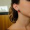 Diamond, Onyx, Coral & 14K White Gold Stud Earrings 6