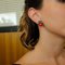 Diamond, Onyx, Coral & 14K White Gold Stud Earrings, Image 6