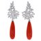 Coral Drop, Diamond & 18 Karat White Gold Dangle Earrings, Image 1