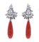 Aretes colgantes de coral, diamantes y oro blanco de 18 kt, Imagen 3