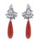 Coral Drop, Diamond & 18 Karat White Gold Dangle Earrings 3