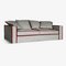 Rafaella Bio Sofa aus grauem Leinen & rotem Samt von D3CO 4