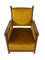 Amsterdam School Armchair in Gold Yellow Fabric, Oak and Coromandel, the Netherlands, 1930s 8