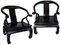 Chinese Horseshoe Armchairs Lacquered in Black, Set of 2 1