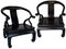 Chinese Horseshoe Armchairs Lacquered in Black, Set of 2, Image 1