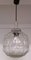 Kugelförmige Vintage Deckenlampe aus gepresstem Glas mit verchromtem Metallhalter, 1970er 4