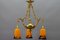Neoclassical French Bronze Chandelier in Pate De Verre Glass by Jean Noverdy 4