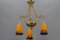 Neoclassical French Bronze Chandelier in Pate De Verre Glass by Jean Noverdy 2