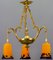 Neoclassical French Bronze Chandelier in Pate De Verre Glass by Jean Noverdy 15