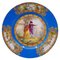 Plato circular antiguo en azul Celeste pintado a mano, Imagen 1