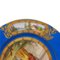 Plato circular antiguo en azul Celeste pintado a mano, Imagen 5