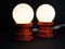 Lampade da comodino in ceramica arancione con sfere in vetro opalino, anni '60, set di 2, Immagine 5