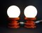 Orange Ceramic Bedside Table Lights with Opal Glass Balls, 1960s, Set of 2 2