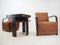 Art Deco Armchairs with Coffee Table, 1930s, Set of 3 8