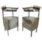 Vintage Industrial Brushed Steel Nightstands, 1920s, Set of 2 1