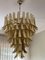 Lámpara de araña estilo Mazzega Mid-Century de cristal de Murano dorado, Italia, Imagen 3