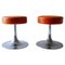 Tabourets en Chrome et Cuir, Italie, 1970s, Set de 2 1