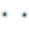 Modern Sapphire Diamonds Surround 18 Karat White Gold Stud Earrings 1