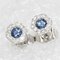 Modern Sapphire Diamonds Surround 18 Karat White Gold Stud Earrings 3