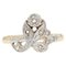 French Belle Epoque Rose-Cut Diamonds, 18 Karat Yellow White Gold Flower Ring 1