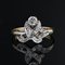 French Belle Epoque Rose-Cut Diamonds, 18 Karat Yellow White Gold Flower Ring, Image 3
