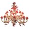 Red and Gold Murano Glass Chandelier 1980s, Image 11