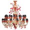 Red and Gold Murano Glass Chandelier 1980s 1