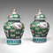 Vintage Chinese Ceramic Hand Painted Ginger Jars, Set of 2, 1940s 1