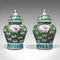 Vintage Chinese Ceramic Hand Painted Ginger Jars, Set of 2, 1940s 2