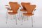 Sedie modello 3207 in pelle di Arne Jacobsen per Fritz Hansen, set di 4, Immagine 4